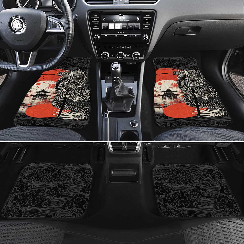 Japanese Dragon Katana Enso Car Mats Japan Pagoda Seamless Cloud - Wonder Print Shop