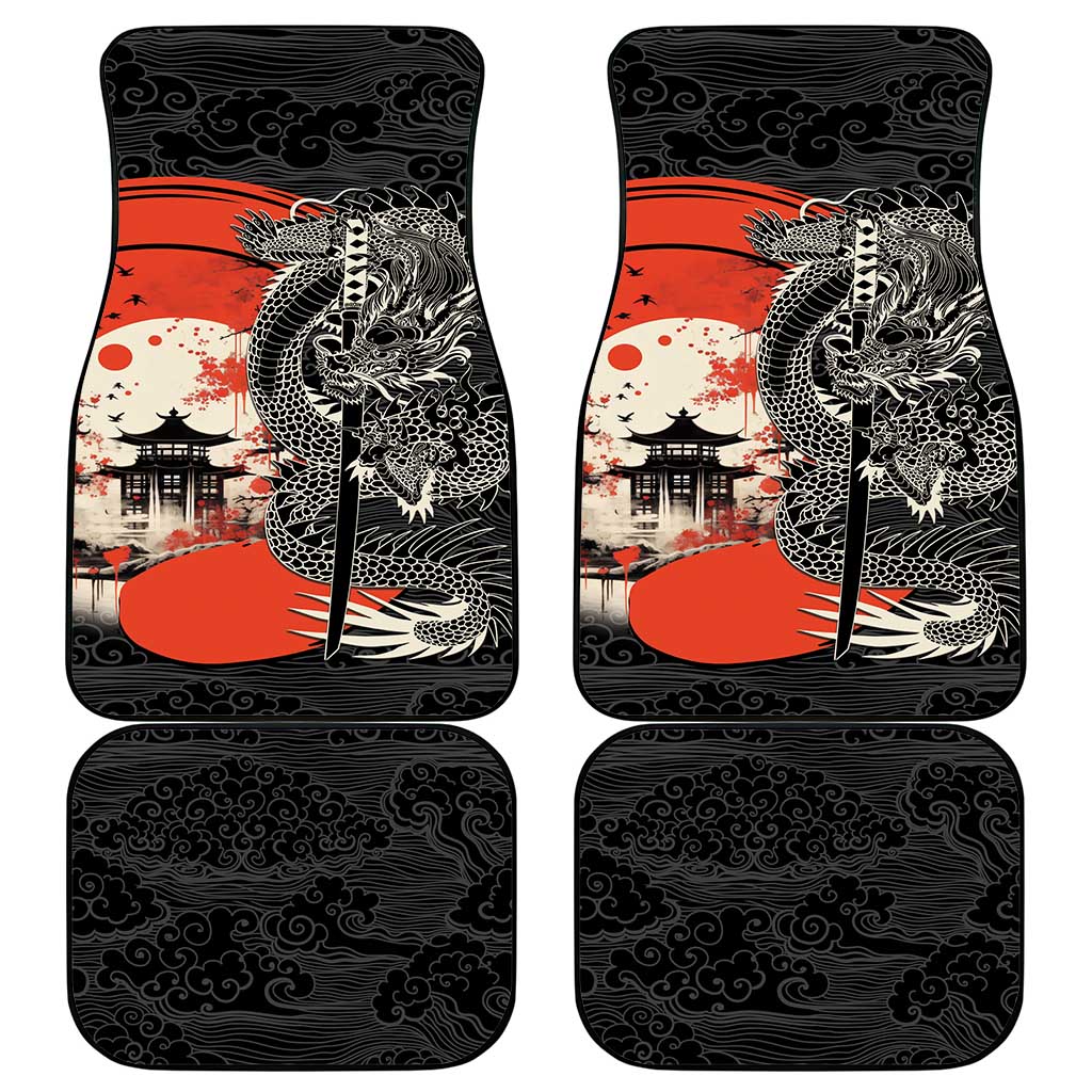 Japanese Dragon Katana Enso Car Mats Japan Pagoda Seamless Cloud - Wonder Print Shop
