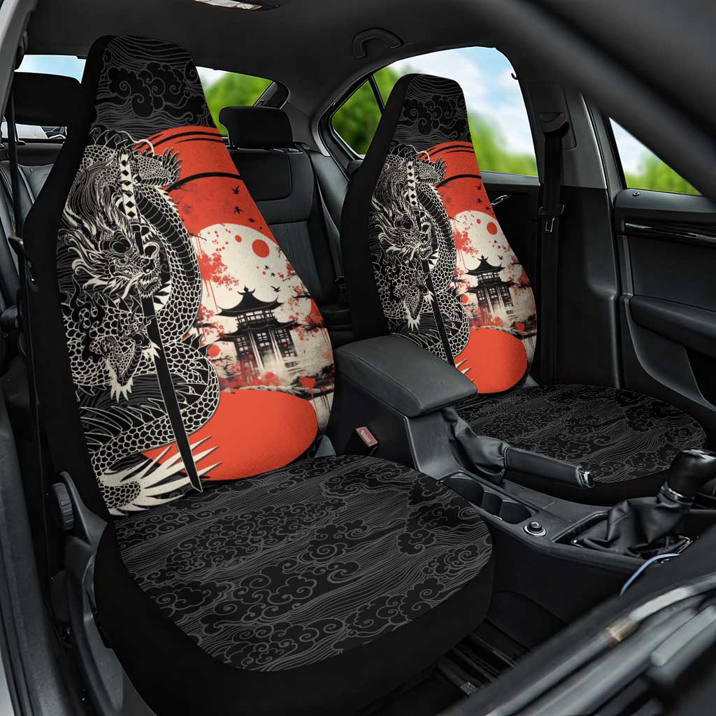 Japanese Dragon Katana Enso Car Seat Cover Japan Pagoda Seamless Cloud - Wonder Print Shop