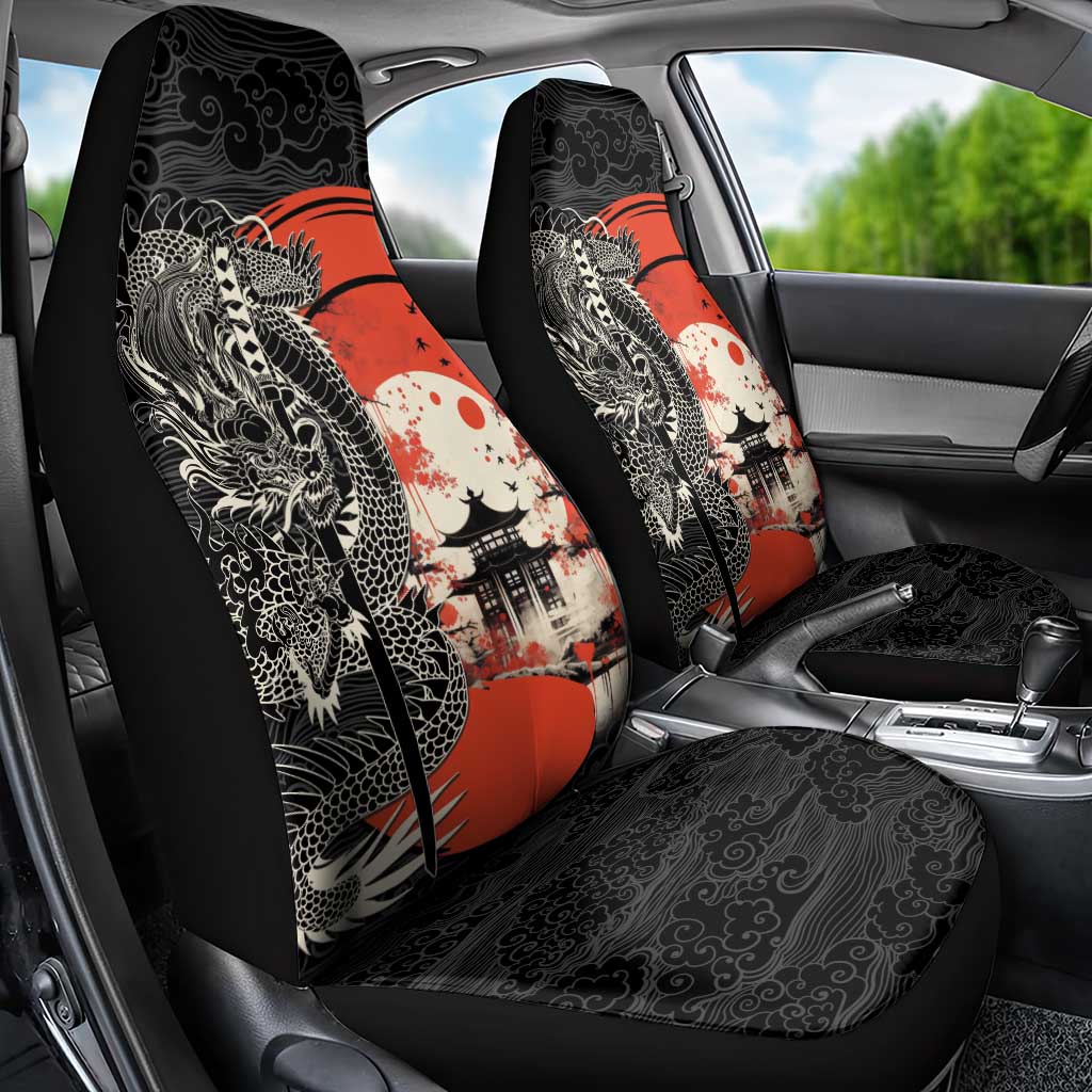 Japanese Dragon Katana Enso Car Seat Cover Japan Pagoda Seamless Cloud - Wonder Print Shop