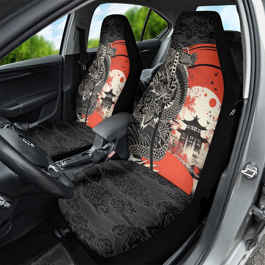 Japanese Dragon Katana Enso Car Seat Cover Japan Pagoda Seamless Cloud - Wonder Print Shop