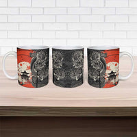 Japanese Dragon Katana Enso Ceramic Mug Japan Pagoda Seamless Cloud - Wonder Print Shop