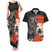 Japanese Dragon Katana Enso Couples Matching Tank Maxi Dress and Hawaiian Shirt Japan Pagoda Seamless Cloud - Wonder Print Shop