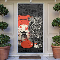 Japanese Dragon Katana Enso Door Cover Japan Pagoda Seamless Cloud - Wonder Print Shop