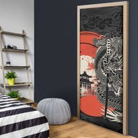 Japanese Dragon Katana Enso Door Cover Japan Pagoda Seamless Cloud - Wonder Print Shop