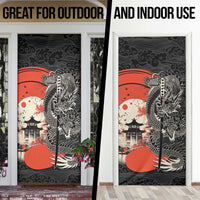Japanese Dragon Katana Enso Door Cover Japan Pagoda Seamless Cloud - Wonder Print Shop