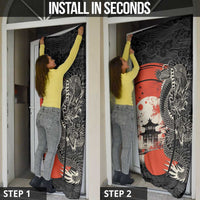Japanese Dragon Katana Enso Door Cover Japan Pagoda Seamless Cloud - Wonder Print Shop