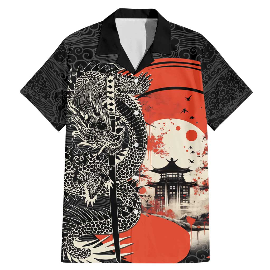 Japanese Dragon Katana Enso Family Matching Mermaid Dress and Hawaiian Shirt Japan Pagoda Seamless Cloud - Wonder Print Shop