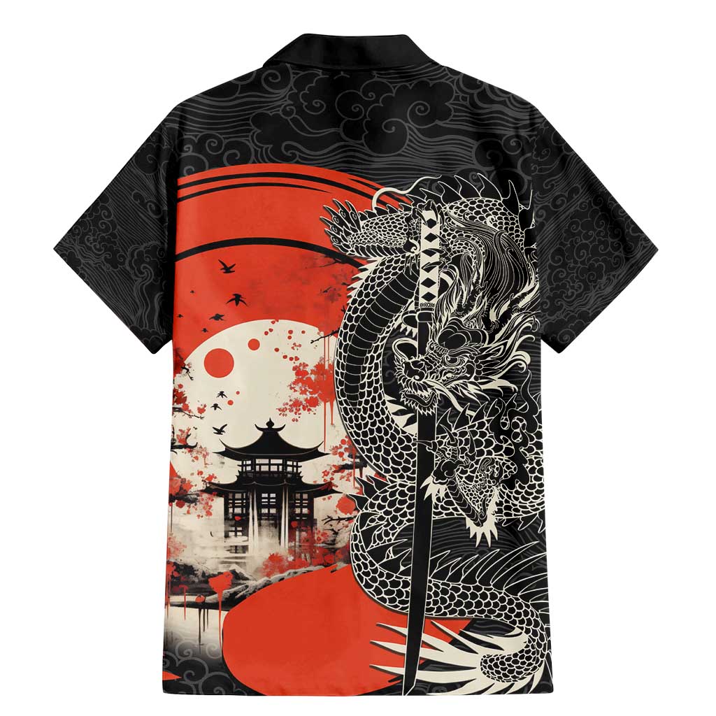 Japanese Dragon Katana Enso Family Matching Mermaid Dress and Hawaiian Shirt Japan Pagoda Seamless Cloud - Wonder Print Shop