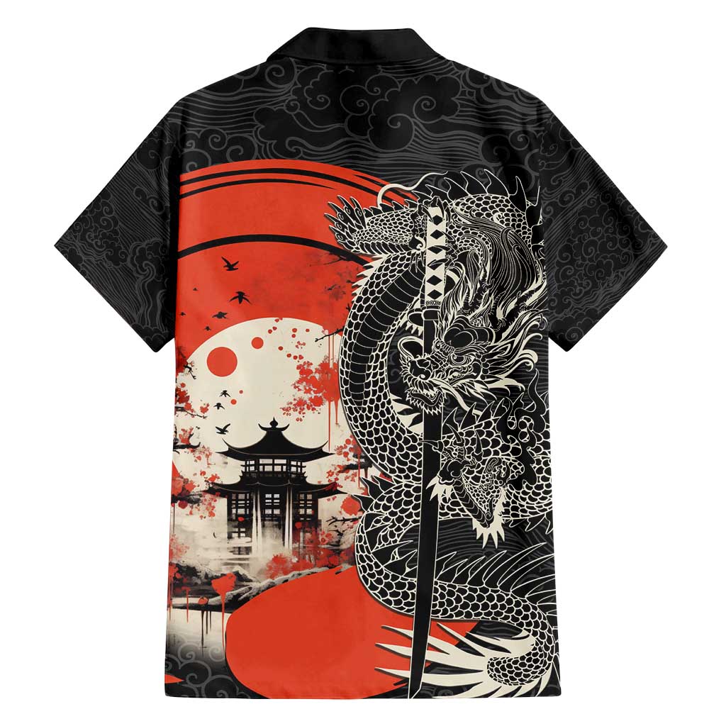 Japanese Dragon Katana Enso Family Matching Off Shoulder Short Dress and Hawaiian Shirt Japan Pagoda Seamless Cloud - Wonder Print Shop
