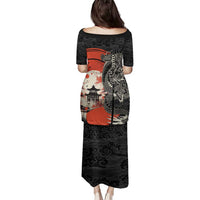 Japanese Dragon Katana Enso Family Matching Puletasi and Hawaiian Shirt Japan Pagoda Seamless Cloud - Wonder Print Shop