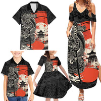 Japanese Dragon Katana Enso Family Matching Summer Maxi Dress and Hawaiian Shirt Japan Pagoda Seamless Cloud - Wonder Print Shop