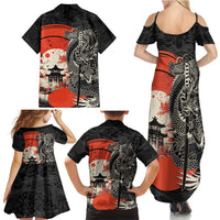 Japanese Dragon Katana Enso Family Matching Summer Maxi Dress and Hawaiian Shirt Japan Pagoda Seamless Cloud - Wonder Print Shop