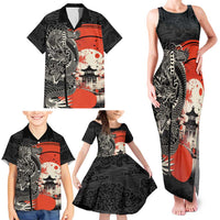 Japanese Dragon Katana Enso Family Matching Tank Maxi Dress and Hawaiian Shirt Japan Pagoda Seamless Cloud - Wonder Print Shop