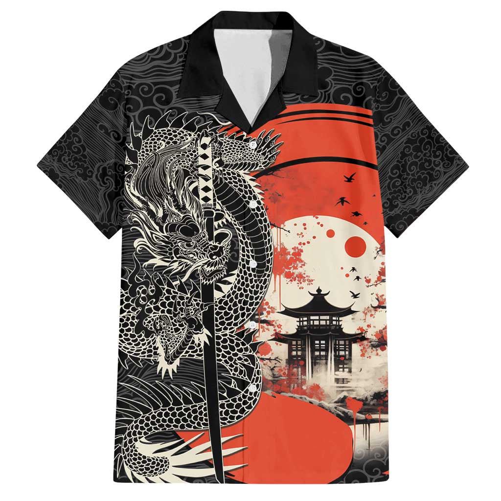 Japanese Dragon Katana Enso Family Matching Tank Maxi Dress and Hawaiian Shirt Japan Pagoda Seamless Cloud - Wonder Print Shop