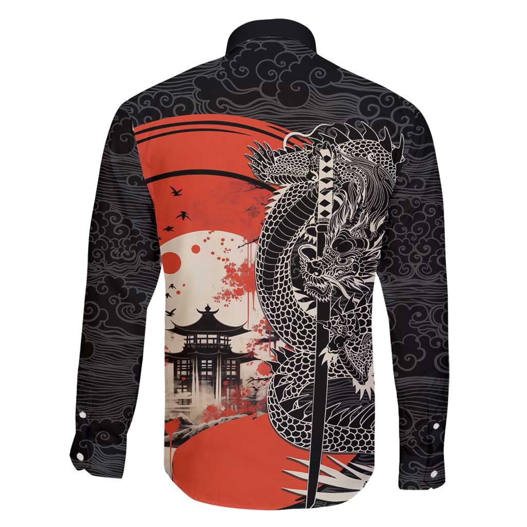 Japanese Dragon Katana Enso Family Matching Tank Maxi Dress and Hawaiian Shirt Japan Pagoda Seamless Cloud - Wonder Print Shop