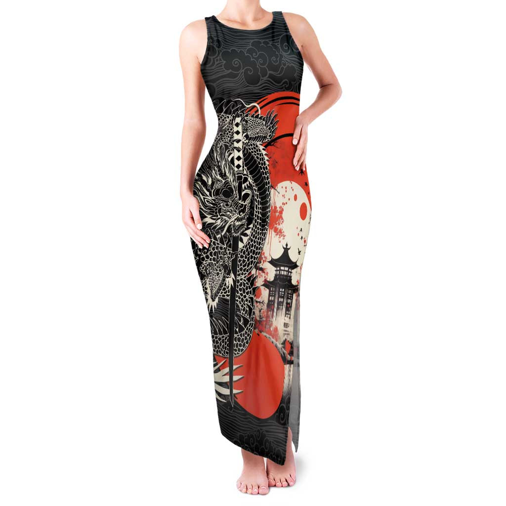 Japanese Dragon Katana Enso Family Matching Tank Maxi Dress and Hawaiian Shirt Japan Pagoda Seamless Cloud - Wonder Print Shop