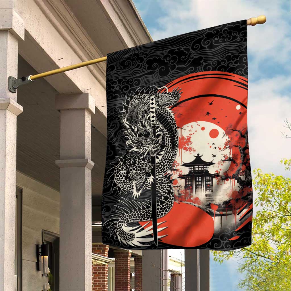 Japanese Dragon Katana Enso Garden Flag Japan Pagoda Seamless Cloud - Wonder Print Shop
