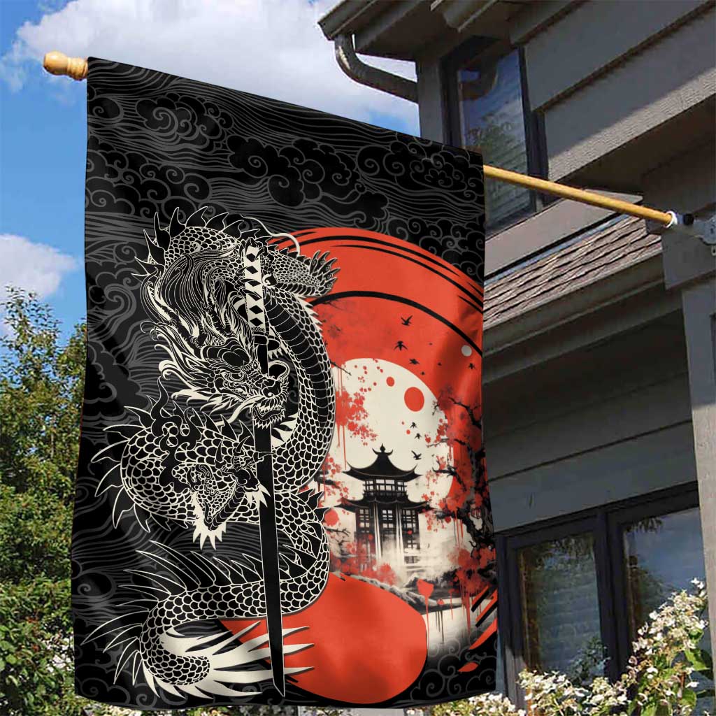 Japanese Dragon Katana Enso Garden Flag Japan Pagoda Seamless Cloud - Wonder Print Shop