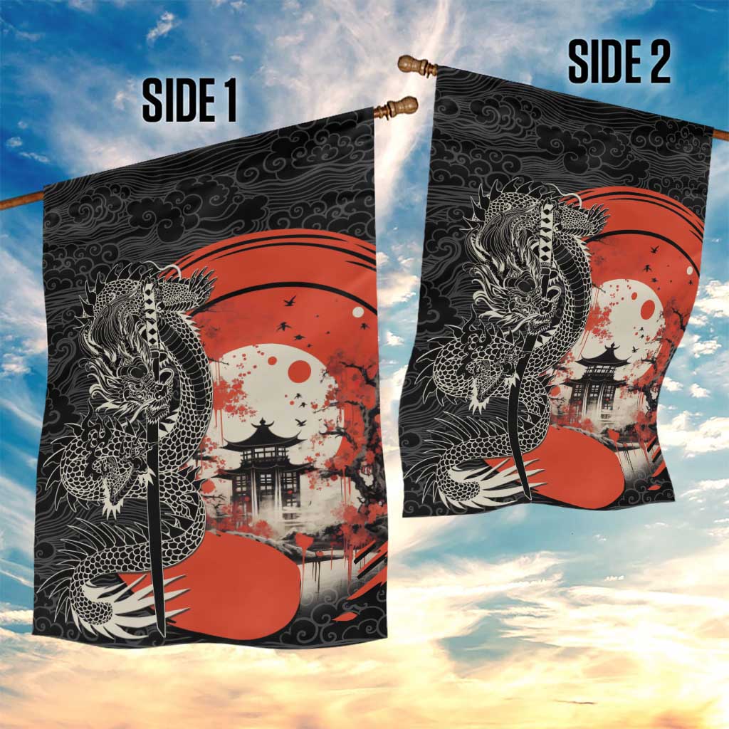 Japanese Dragon Katana Enso Garden Flag Japan Pagoda Seamless Cloud - Wonder Print Shop