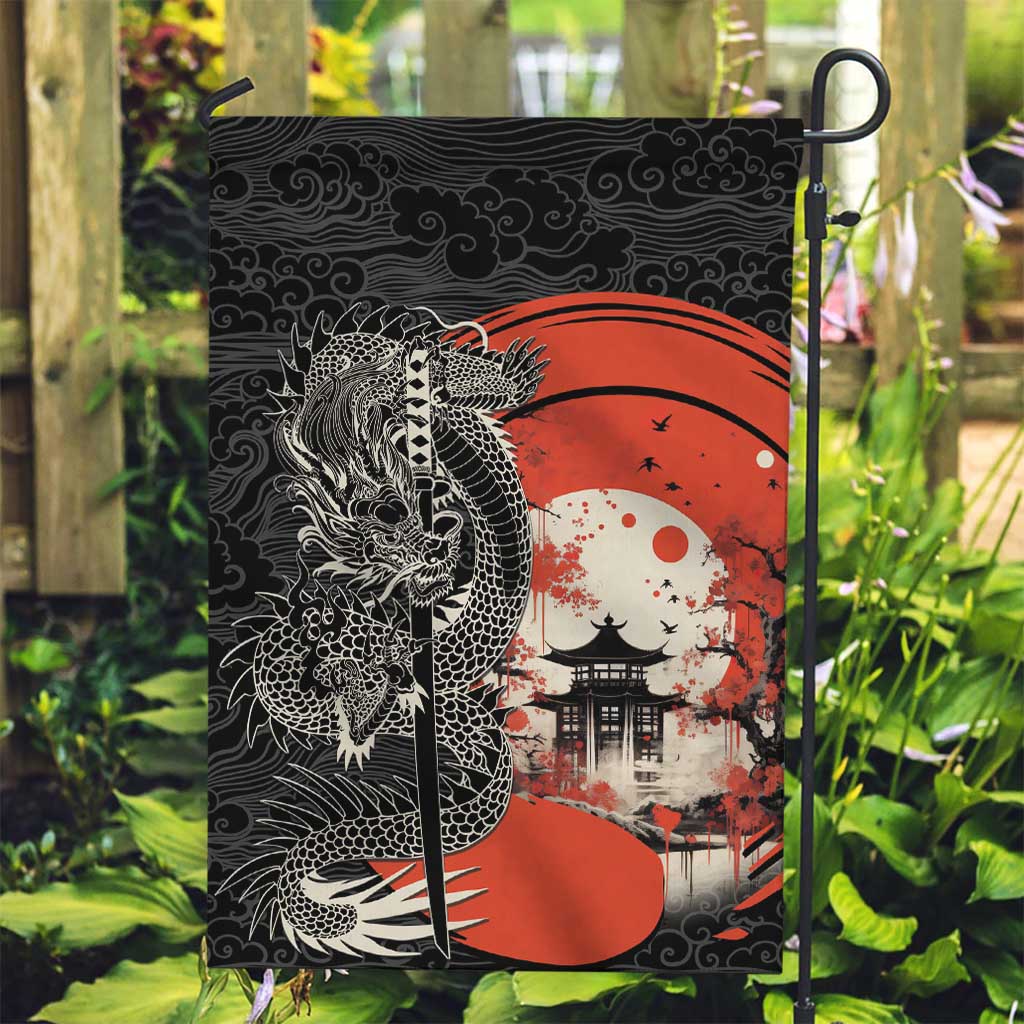 Japanese Dragon Katana Enso Garden Flag Japan Pagoda Seamless Cloud - Wonder Print Shop