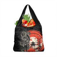 Japanese Dragon Katana Enso Grocery Bag Japan Pagoda Seamless Cloud - Wonder Print Shop