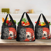 Japanese Dragon Katana Enso Grocery Bag Japan Pagoda Seamless Cloud - Wonder Print Shop