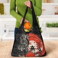 Japanese Dragon Katana Enso Grocery Bag Japan Pagoda Seamless Cloud - Wonder Print Shop