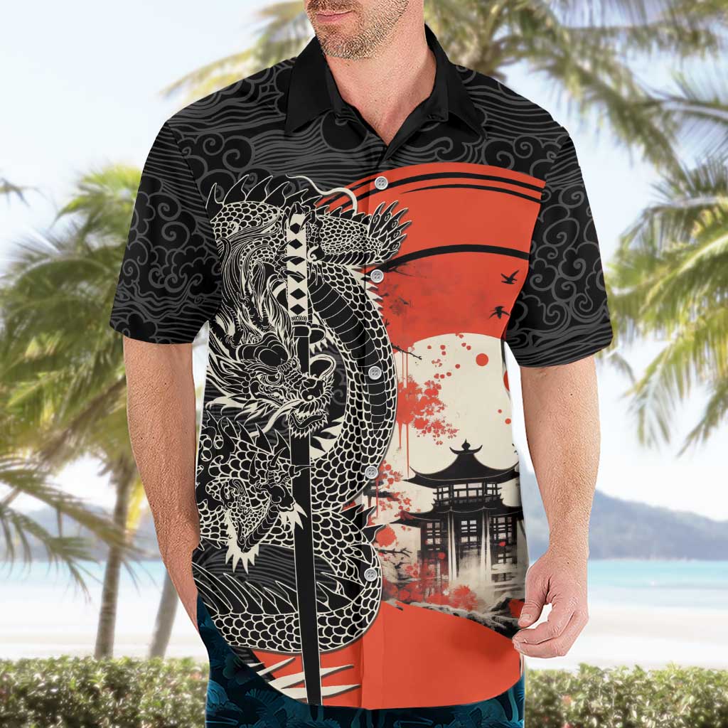 Japanese Dragon Katana Enso Hawaiian Shirt Japan Pagoda Seamless Cloud - Wonder Print Shop