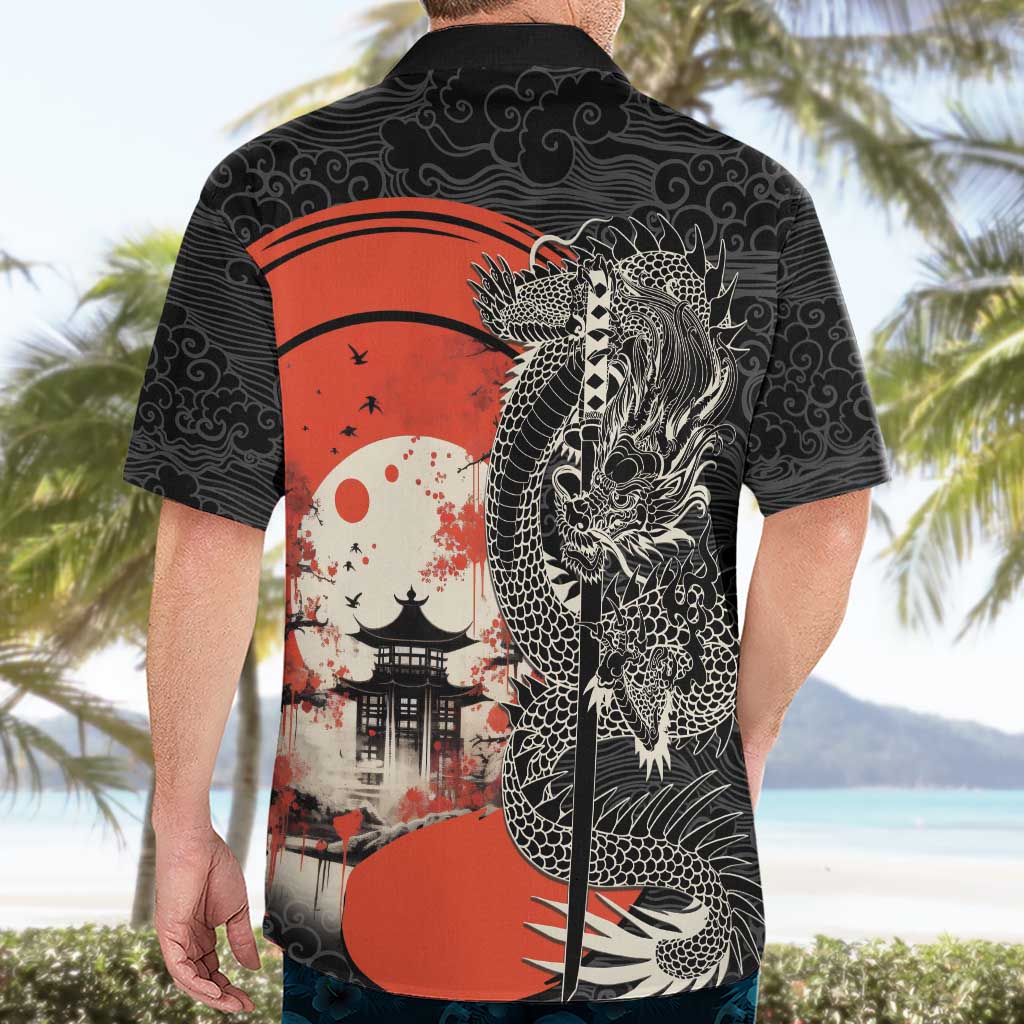 Japanese Dragon Katana Enso Hawaiian Shirt Japan Pagoda Seamless Cloud - Wonder Print Shop