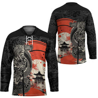 Japanese Dragon Katana Enso Hockey Jersey Japan Pagoda Seamless Cloud - Wonder Print Shop