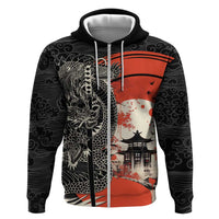 Japanese Dragon Katana Enso Hoodie Japan Pagoda Seamless Cloud - Wonder Print Shop