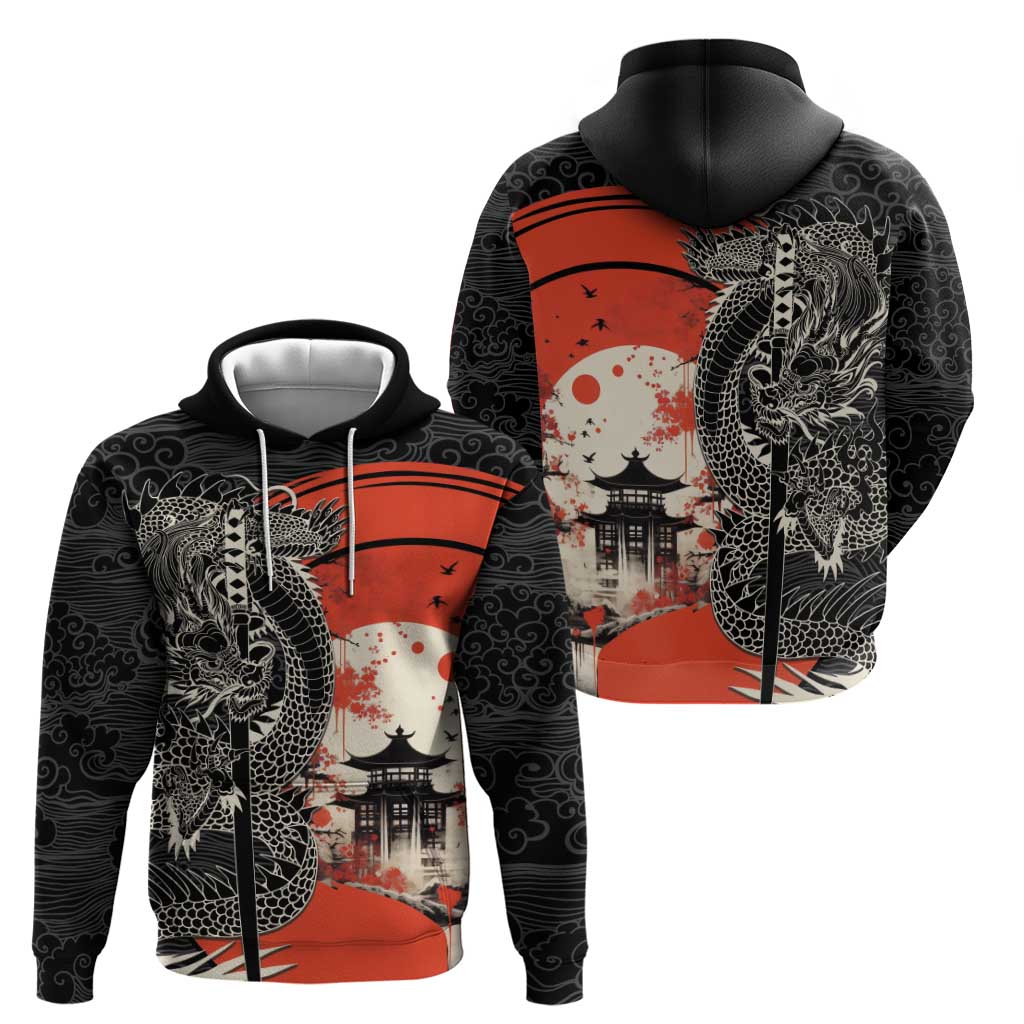 Japanese Dragon Katana Enso Hoodie Japan Pagoda Seamless Cloud - Wonder Print Shop