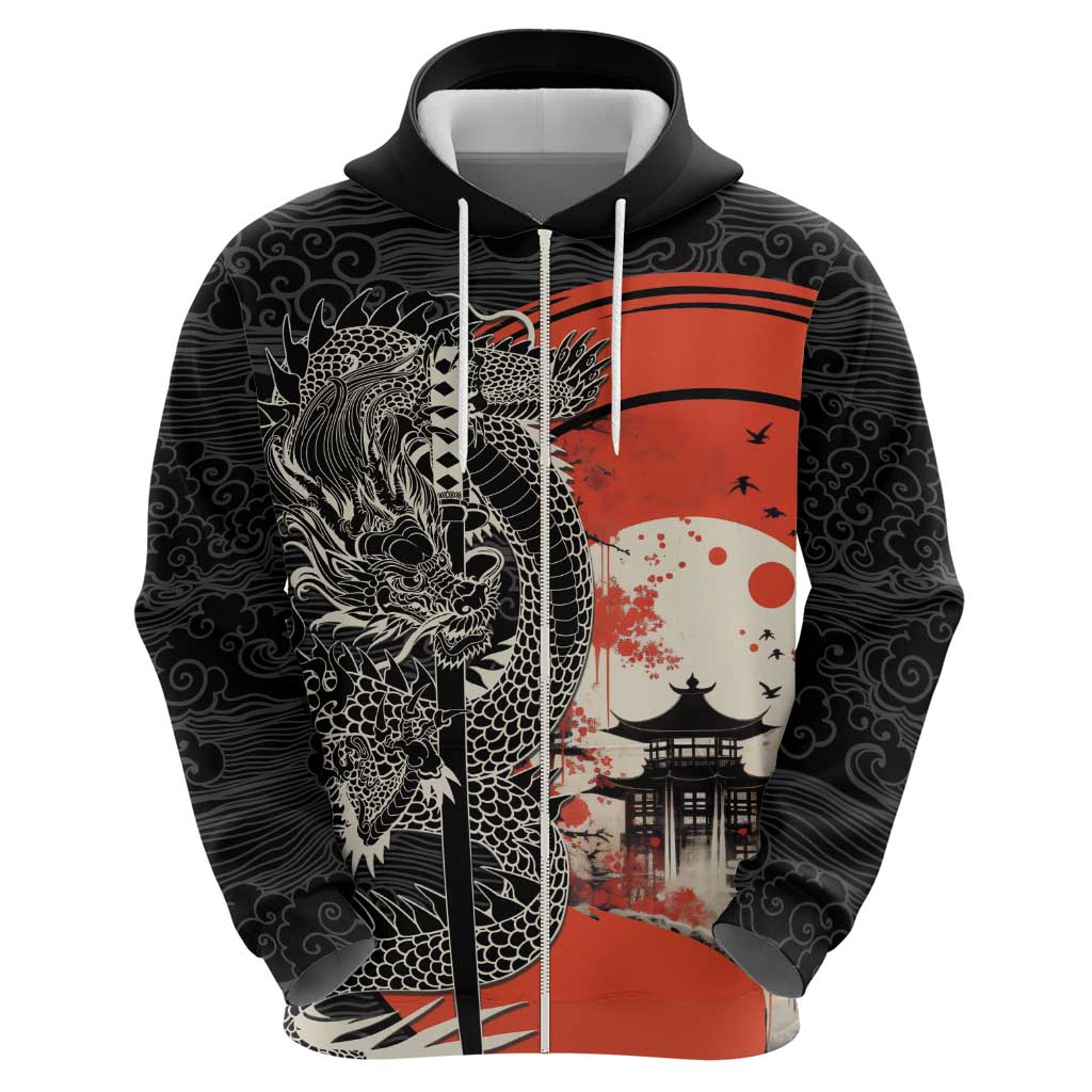 Japanese Dragon Katana Enso Hoodie Japan Pagoda Seamless Cloud - Wonder Print Shop