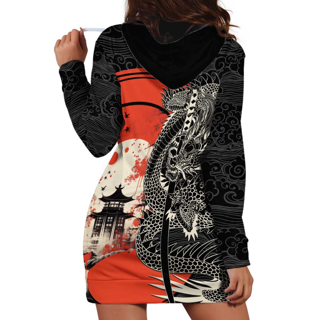 Japanese Dragon Katana Enso Hoodie Dress Japan Pagoda Seamless Cloud - Wonder Print Shop