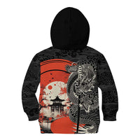Japanese Dragon Katana Enso Kid Hoodie Japan Pagoda Seamless Cloud - Wonder Print Shop