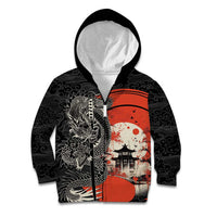 Japanese Dragon Katana Enso Kid Hoodie Japan Pagoda Seamless Cloud - Wonder Print Shop
