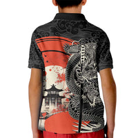 Japanese Dragon Katana Enso Kid Polo Shirt Japan Pagoda Seamless Cloud - Wonder Print Shop