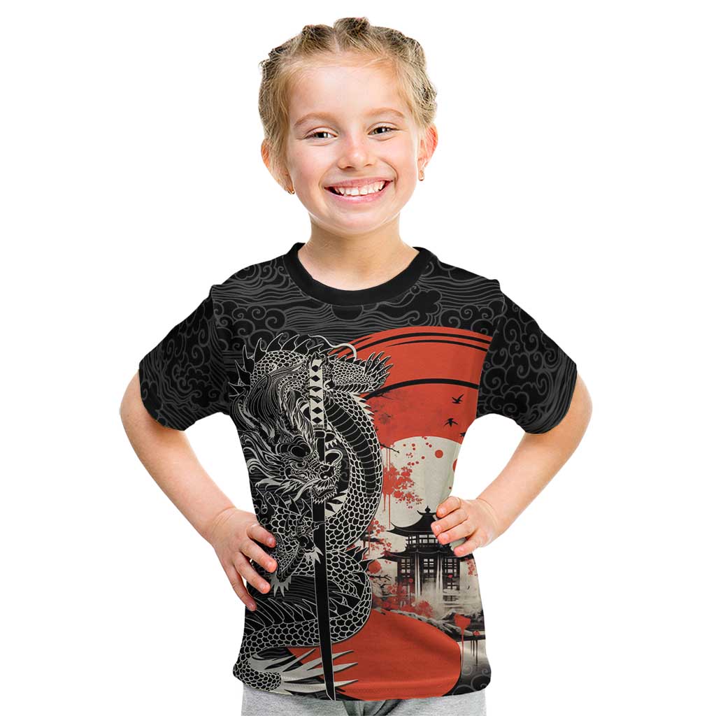 Japanese Dragon Katana Enso Kid T Shirt Japan Pagoda Seamless Cloud - Wonder Print Shop