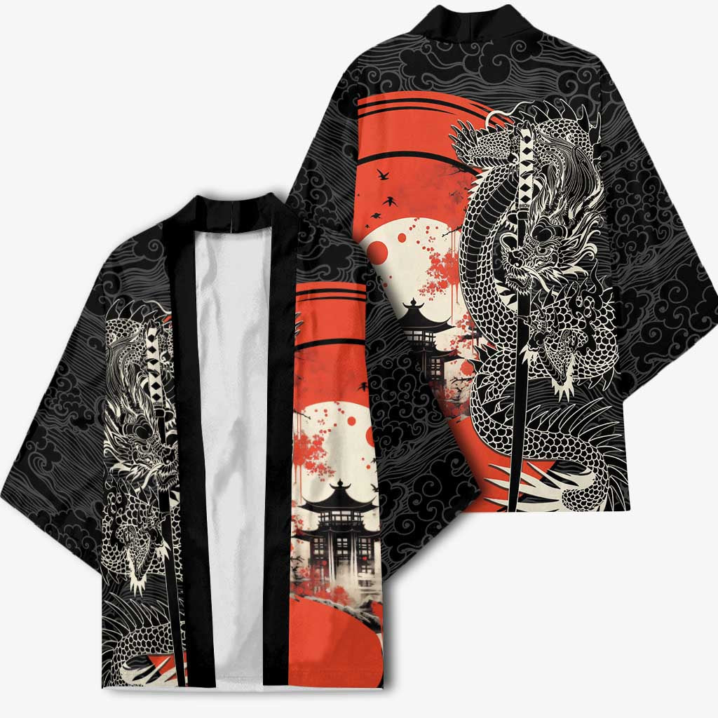 Japanese Dragon Katana Enso Kimono Japan Pagoda Seamless Cloud - Wonder Print Shop