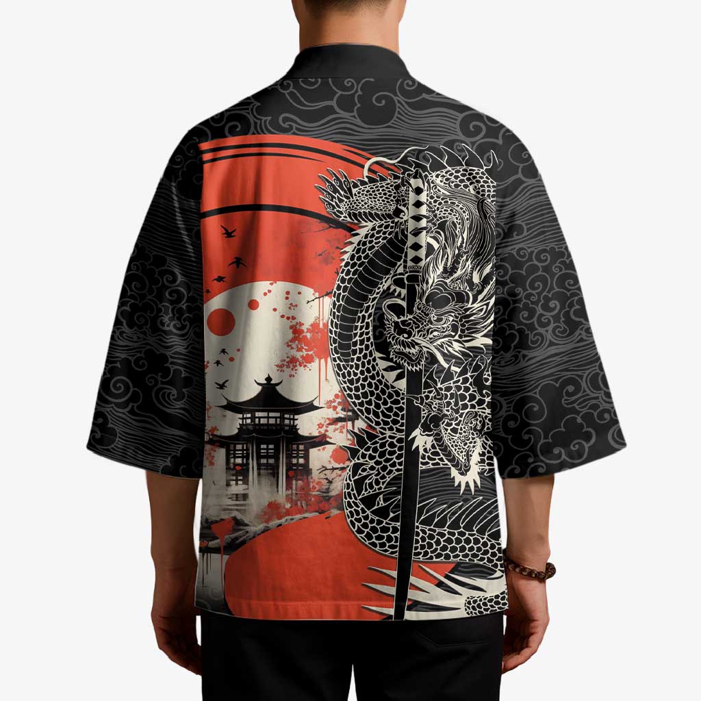 Japanese Dragon Katana Enso Kimono Japan Pagoda Seamless Cloud - Wonder Print Shop