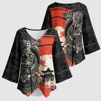 Japanese Dragon Katana Enso Kimono Sleeve Blouse Japan Pagoda Seamless Cloud - Wonder Print Shop