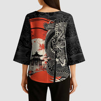 Japanese Dragon Katana Enso Kimono Sleeve Blouse Japan Pagoda Seamless Cloud - Wonder Print Shop