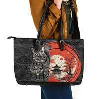 Japanese Dragon Katana Enso Leather Tote Bag Japan Pagoda Seamless Cloud - undefined