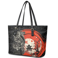 Japanese Dragon Katana Enso Leather Tote Bag Japan Pagoda Seamless Cloud - undefined