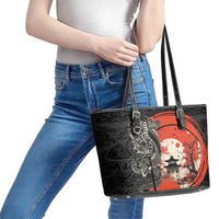 Japanese Dragon Katana Enso Leather Tote Bag Japan Pagoda Seamless Cloud - undefined