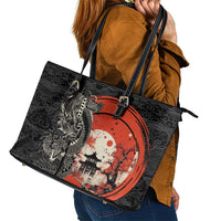 Japanese Dragon Katana Enso Leather Tote Bag Japan Pagoda Seamless Cloud - undefined