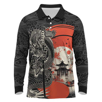Japanese Dragon Katana Enso Long Sleeve Polo Shirt Japan Pagoda Seamless Cloud - Wonder Print Shop