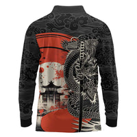 Japanese Dragon Katana Enso Long Sleeve Polo Shirt Japan Pagoda Seamless Cloud - Wonder Print Shop