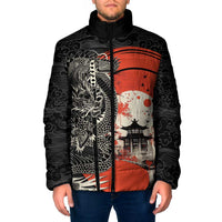Japanese Dragon Katana Enso Padded Jacket Japan Pagoda Seamless Cloud - Wonder Print Shop